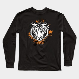 Graffiti Paint Tiger Creative Long Sleeve T-Shirt